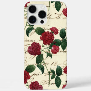 Schöne Rote Rosen und klassische Vintage Handschri iPhone 16 Pro Max Hülle