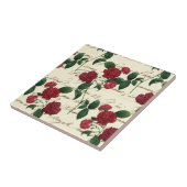 Schöne Rote Rosen und klassische Vintage Handschri Fliese (Seite)