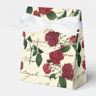 Schöne Rote Rosen und klassische Vintage Handschri Geschenkschachtel