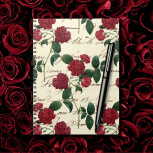 Schöne Rote Rosen und klassische Vintage Handschri Notizblock
