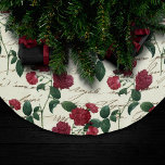 Schöne Rote Rosen und klassische Vintage Handschri Polyester Weihnachtsbaumdecke<br><div class="desc">#abstractart Schöne feminine Rose Blume und grüne Blätter aus der Viktorianischen Zeit auf einem raffinierten Elfenbeincreme, weißer Hintergrund mit alten kalligraphischen Stil kursive Drehbücher. Dieses Vintage abstrakte Design der 90er Jahre zeichnet sich durch eine wunderschöne Farbpalette aus, die einen perfekten Pop verleiht. Um Produkte oder Farben zu koordinieren, besuchen Sie...</div>