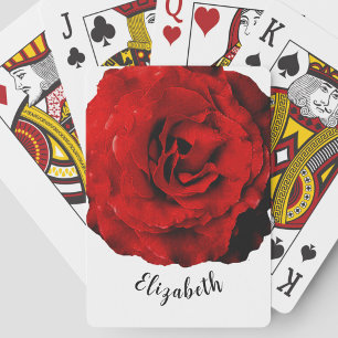 Schöne rote Rosenblumen benutzerdefinierter Name D Spielkarten