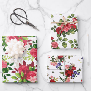 Schöne rote Rosenmuster-Wrapierpapierbögen Geschenkpapier Set