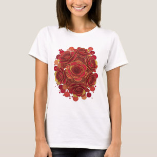 Schöne rote rote Rosen und strahlende Sterne T-Shirt