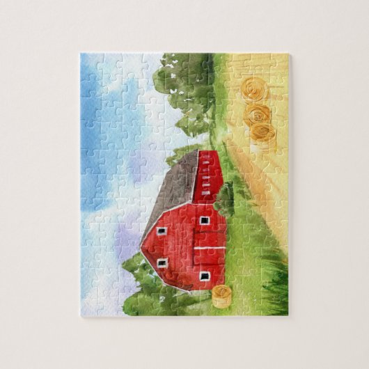 Schöne rote Scheune auf dem Bauernhof Puzzle (Vertikal)