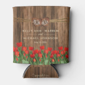 Schöne Rote Tulip-Blume auf Holz Dosenkühler (Vorderseite)