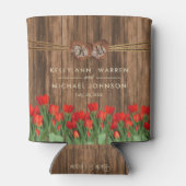 Schöne Rote Tulip-Blume auf Holz Dosenkühler (Rückseite)