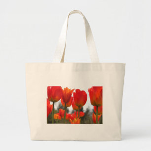 Schöne rote Tulpenblumen. Jumbo Stoffbeutel