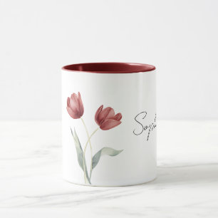 Schöne rote Tulpenblumen Tasse