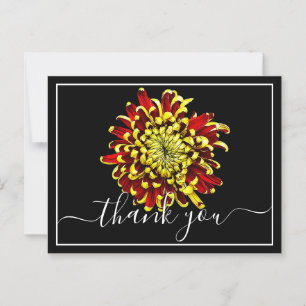 Schöne rote und gelbe Chrysantheme Danke Postkarte