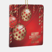 Schöne rote und goldene Weihnachtsbälle Platz Keramikornament (Rechts)
