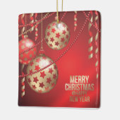Schöne rote und goldene Weihnachtsbälle Platz Keramikornament (Links)