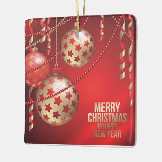 Schöne rote und goldene Weihnachtsbälle Platz Keramikornament (Links)