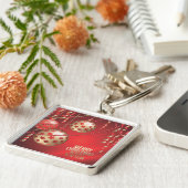 Schöne, rote und goldene Weihnachtsbälle Schlüsselanhänger (Seite)