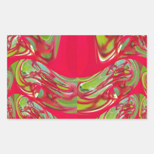 Schöne rote und grüne Textur Farb Abstract Art Rechteckiger Aufkleber