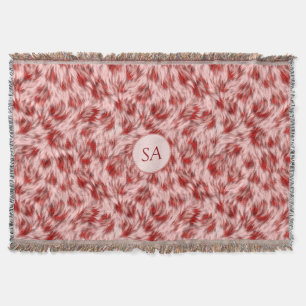 Schöne rote und rosa monogrammierte Wurfdecke Decke