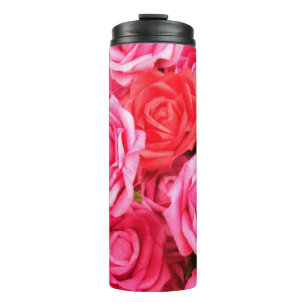 Schöne rote und rosa Rosen Thermosbecher
