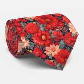 Schöne rote und schlängelgrüne Blüte Krawatte (Gerollt)