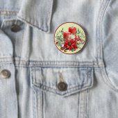 Schöne rote und weiße Kerzen & Poinsettias Button (Beispiel)