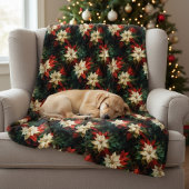 Schöne rote und weiße Poinsettias Fleecedecke