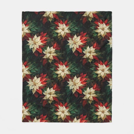 Schöne rote und weiße Poinsettias Fleecedecke (Vorderseite)