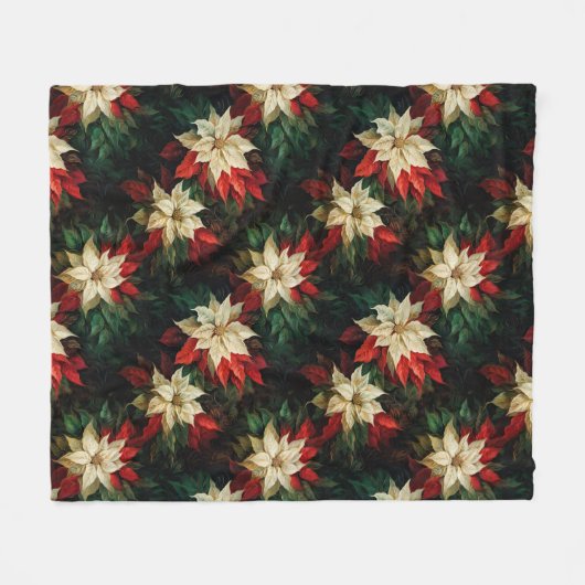 Schöne rote und weiße Poinsettias Fleecedecke (Vorderseite (Horizontal))