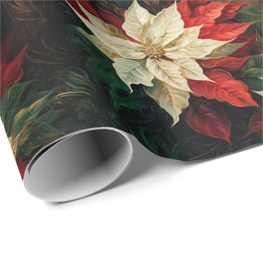 Schöne rote und weiße Poinsettias Geschenkpapier (Rolleneckpunkt)