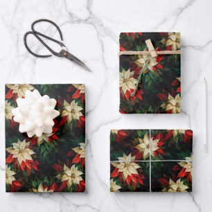 Schöne rote und weiße Poinsettias Geschenkpapier Set