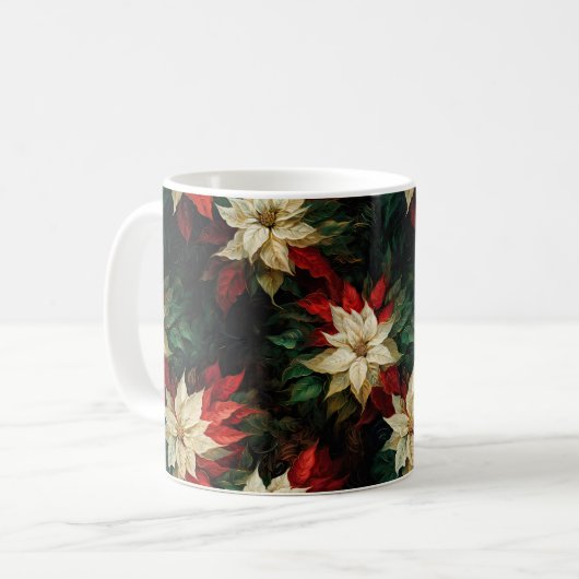 Schöne rote und weiße Poinsettias Kaffeetasse (Vorderseite Links)