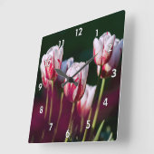 Schöne rote und weiße Tulissen Quadratische Wanduhr (Winkel)