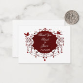 Schöne Rote Vögel Vielen Dank Mitteilungskarte (Vorderseite/Rückseite Beispiel)