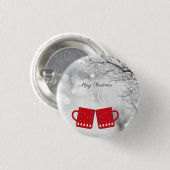 Schöne, rote Weihnachten ein Cup der Tee am Schnee Button (Vorne & Hinten)