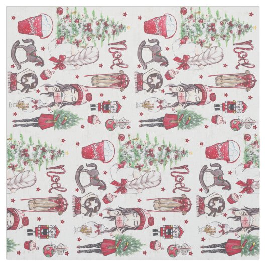 Schöne Rote Weihnachtselemente Stoff (Muster)