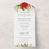 Schöne Rote Weihnachtsfeier Poinsettia Blumenhochz All In One Einladung (Innen)