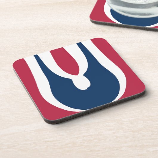 Schöne, rote, weiße, blaue Textur Abstrakt Untersetzer (Linke Seite)