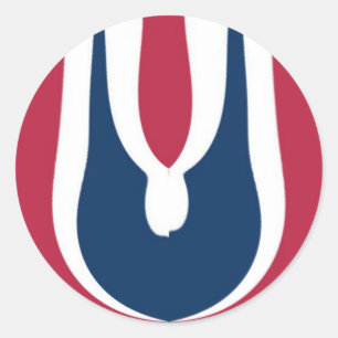 Schöne rote, weiße, blaue Textur Farb-Abstraktion Runder Aufkleber