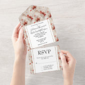 Schöne Rote Weiße Blüte All In One Einladung (Abreißen)