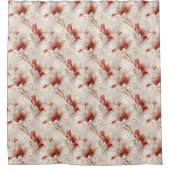 Schöne Rote Weiße Blüte Duschvorhang (Vorderseite)