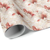 Schöne Rote Weiße Blüte Geschenkpapier (Rolleneckpunkt)