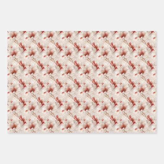 Schöne Rote Weiße Blüte Geschenkpapier Set (Vorderseite 2)