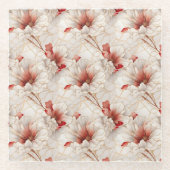 Schöne Rote Weiße Blüte Glasuntersetzer (Vorderseite)