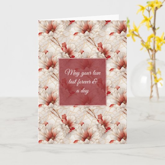 Schöne Rote Weiße Blüte Karte (Gelbe Blume)