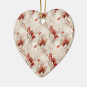 Schöne Rote Weiße Blüte Keramik Ornament (Links)