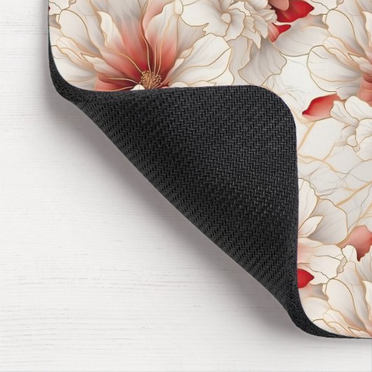 Schöne Rote Weiße Blüte Mousepad (Ecke)