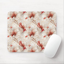 Schöne Rote Weiße Blüte Mousepad