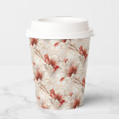 Schöne Rote Weiße Blüte Pappbecher (Rückseite)