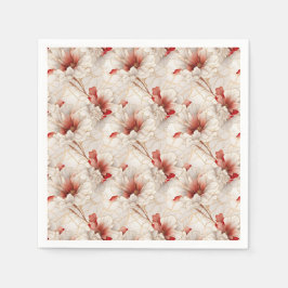 Schöne Rote Weiße Blüte Serviette