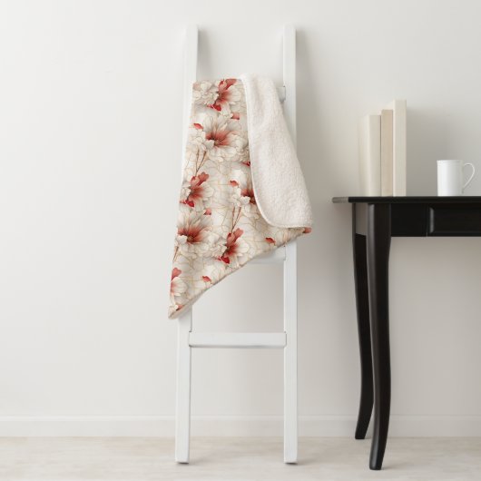 Schöne Rote Weiße Blüte Sherpadecke (Beispiel)