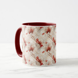 Schöne Rote Weiße Blüte Tasse