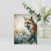 Schöne Rotfuchs-Aquarellmalerei Postkarte (Stehend Vorderseite)